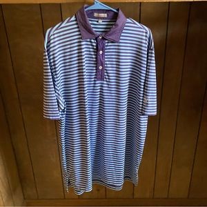 Peter Millar Summer Comfort Polo Shirt Mens L Purple Blue Striped